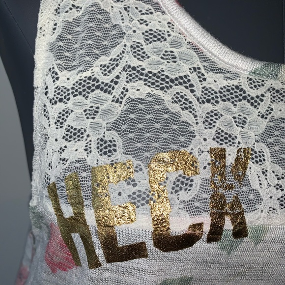 BETHANY MOTA Country Rose Cream Lace Slit Back Tank Top Heck Yeah NWTS - Picture 3 of 8
